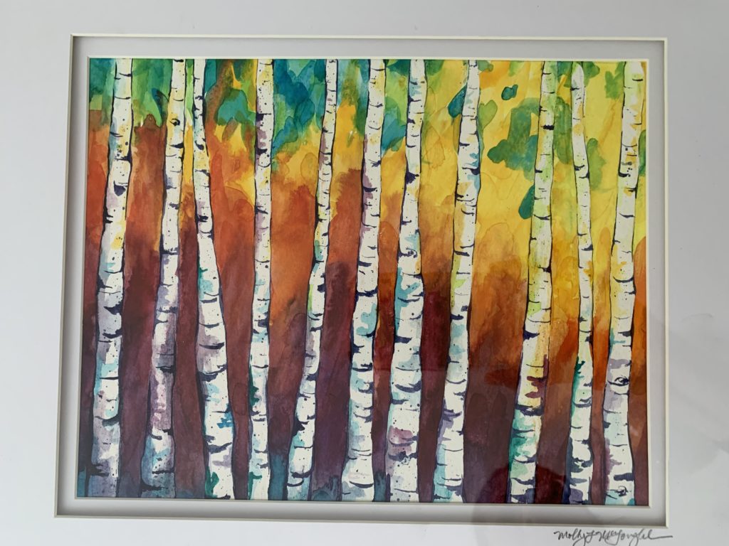birch trees in watercolor